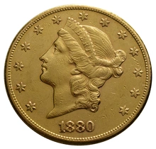1880 $20 Double Eagle Liberty Head Gold Coin, San Francisco