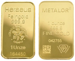 1 troy ounce goudbaar tweedehands