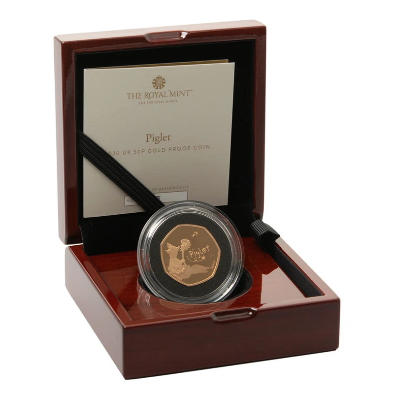 2020 Piglet Vijftig Pence Proof Gouden Munt In Doos