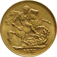 1873 Gold Sovereign - Victoria Young Head - M