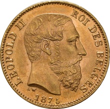 Gouden 20 Belgische Franc munt - Leopold II Type 2