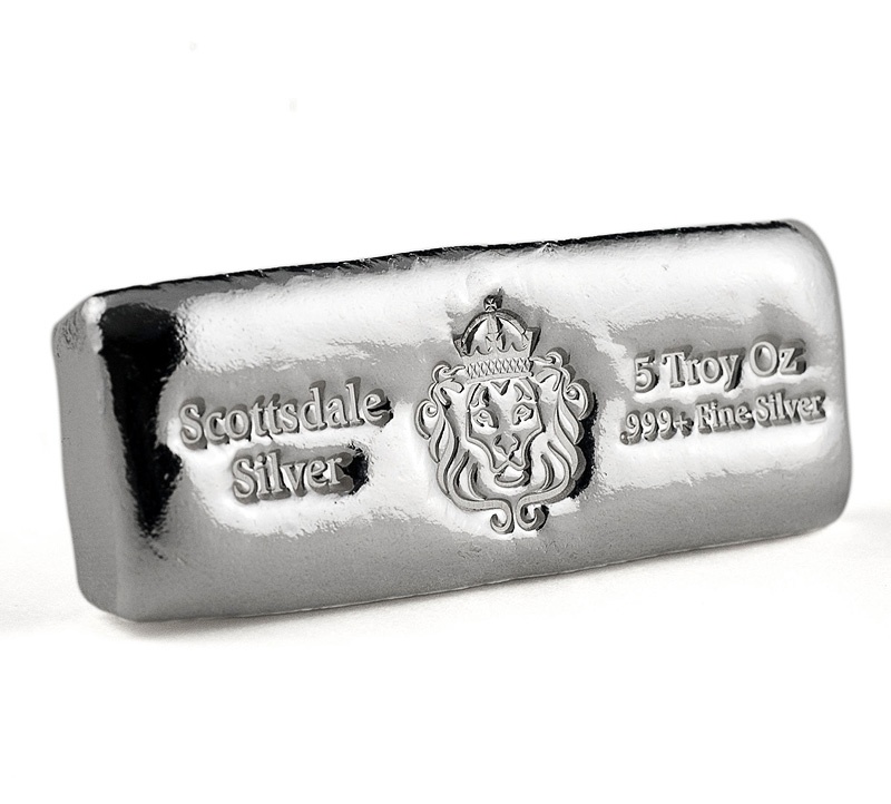 5 troy ounce zilverbaar - Scottsdale