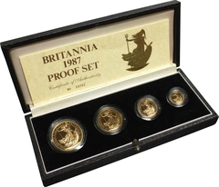 1987 Proof gouden Britannia 4-munten set in doos