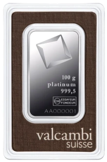 Valcambi 100 Gram Platina Baar