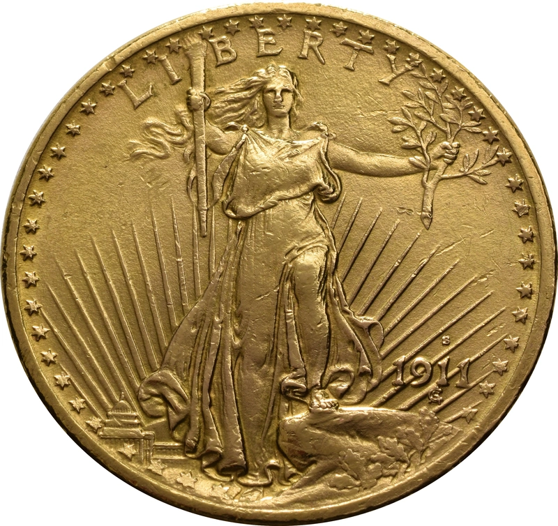 1911 $20 Gold Coin Double Eagle St Gaudens Head San Francisco