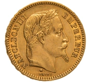 1861 20 French Francs - Napoleon III Laureate Head - A