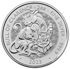 2023 2 troy ounce zilveren Tudor Beasts munt Bull of Clarence