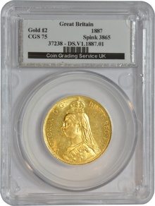 1887 Victoria Jubilee Head £2 Gold coin CGS75 UNC MS 62-63