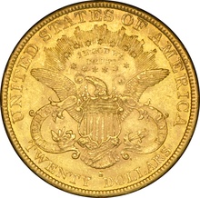1892 $20 Double Eagle Liberty Head Gold Coin, San Francisco