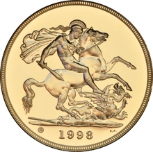 1998 Brilliant Uncirculated Gold Five Pound Coin (Quintuple Sovereign)