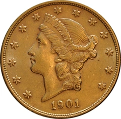 1901 gouden American Double Eagle (20 Dollar) munt Liberty Head Philadelphia