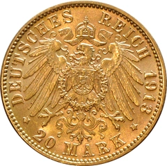 1875 - 1913 gouden Duitse 20 Mark munt Hamburg