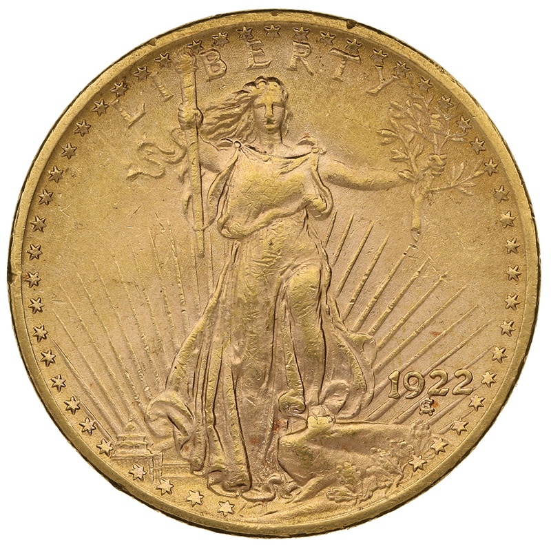 1922 $20 Double Eagle St Gaudens Gold coin Philadelphia