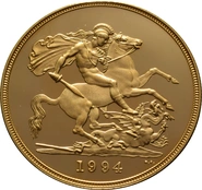 1994 Proof £5 Gouden Munt (Vijfvoudig Sovereign)  Geen Doos of Cert.