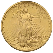 1908 $20 Double Eagle St Gaudens Gold coin Philadelphia no motto