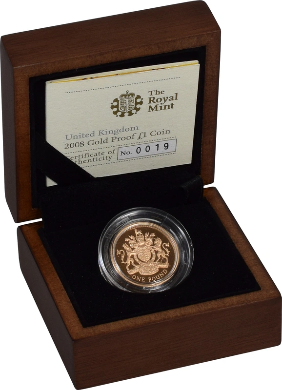 2008 Proof Gold 1 Pound Coin Boxed