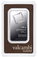 Valcambi 100 Gram Platina Baar