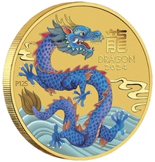 2024 1/10oz Perth Mint Jaar van de Draak Gekleurde Gouden Munt