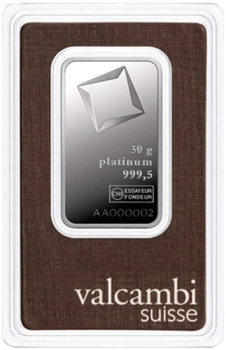 50g Platina Bar Valcambi Gemunt
