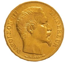 1855 20 French Francs - Napoleon III Bare Head - A