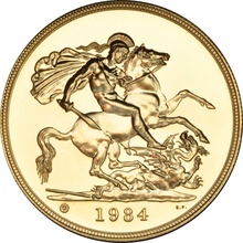 Brilliant Uncirculated Gold 1984 Five Pound Sovereign