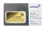Umicore 1oz  Goudbaar