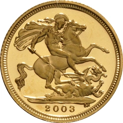 2003 Proof gouden 1/2 Sovereign munt Elizabeth II 4de Portret