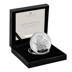 2023 Proof 1 troy ounce zilveren Tudor Beasts munt Yale of Beaufort in doos