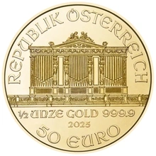 2025 Halve Ons Oostenrijkse Gouden Philharmonic Munt