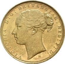 1887 Gold Sovereign - Victoria Young Head - M