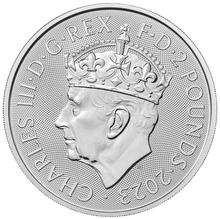 2023 Kroning £2 Eén ons zilveren munt