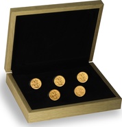5 x Gold Sovereign years 2016 - 2012 in a gift box
