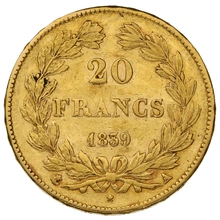 1839 20 Franse Francs - Louis-Philippe Laureaat hoofd - A