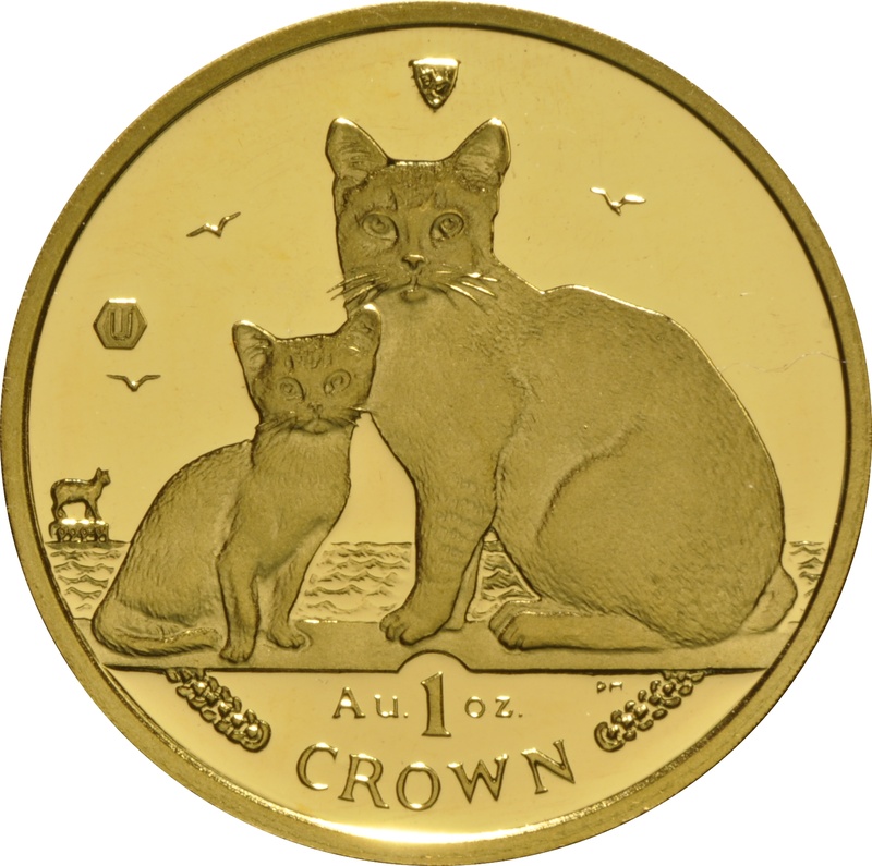 1oz Gold Isle of Man Manx Cats Crown Coin