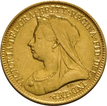 1893 Gold Half Sovereign - Victoria Old Head - London