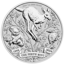2024 125ste Verjaardag van de Perth Mint Zilveren Munt 1 oz
