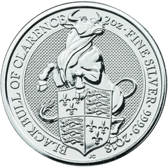 2018 2 troy ounce zilveren Queen's Beasts munt Black Bull of Clarence