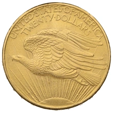 1908 gouden American Double Eagle (20 Dollar) munt St Gaudens Head Philadelphia No Motto