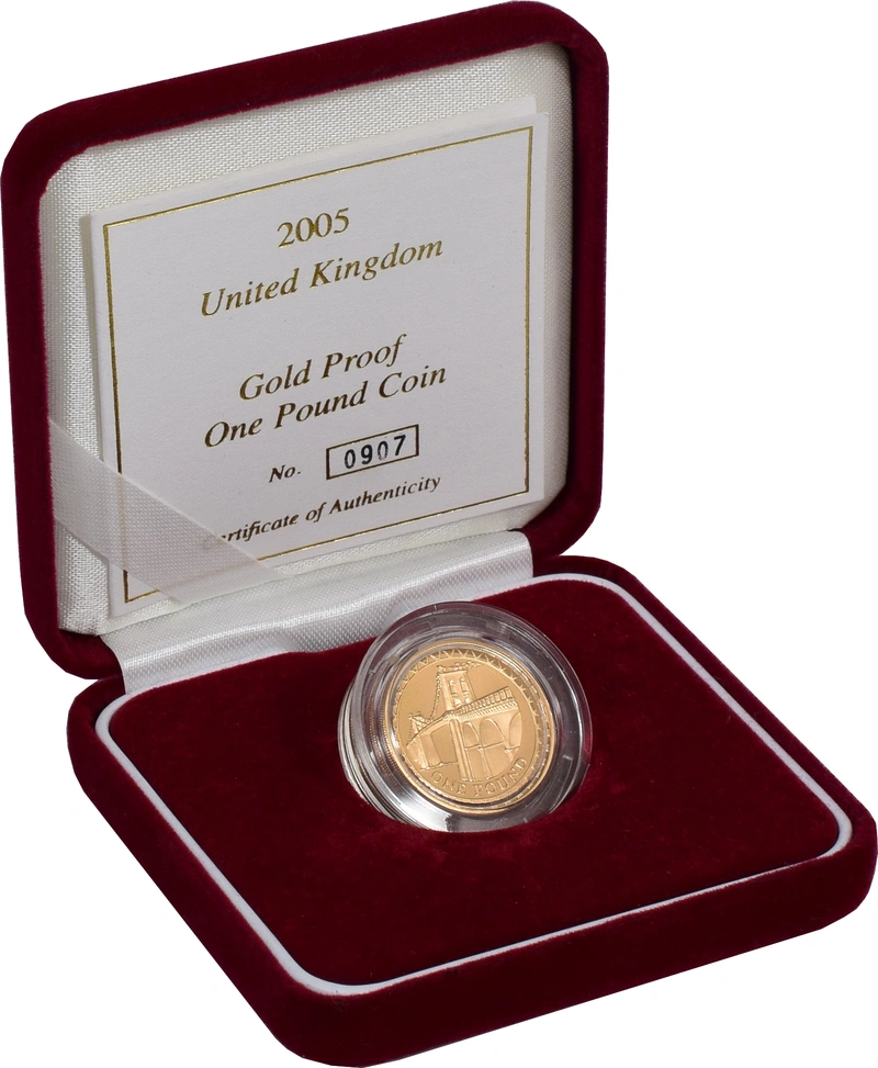 Gold Proof 2005 £1 Menai Straights Bridge