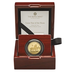 2026 Proof 1/4 troy ounce gouden Royal Mint Lunar munt Year of the Horse in doos