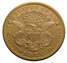 1869 $20 Double Eagle Liberty Head Gold Coin, San Francisco