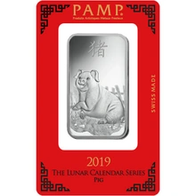 1 troy ounce zilverbaar PAMP - Varken - 2019