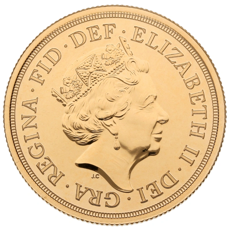 2020 £2 Twee Pond Gouden Munt (Dubbele Sovereign)
