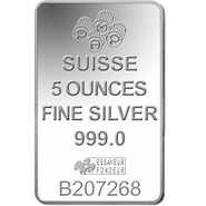 5 troy ounce zilverbaar- PAMP Suisse