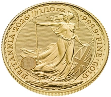 2026 1/10 troy ounce gouden Britannia munt