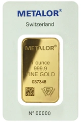 1 troy ounce goudbaar Metalor
