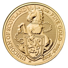 1 troy ounce gouden Queen's Beast munt - Unicorn of Scotland - 2018