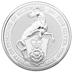 2021 2 troy ounce zilveren Queen's Beasts munt White Greyhound of Richmond
