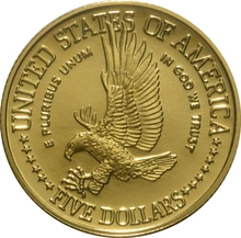 1986 gouden American 1/2 Eagle (5 Dollar) munt Statue of Liberty