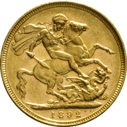 1892 Gold Sovereign - Victoria Jubilee Head - M